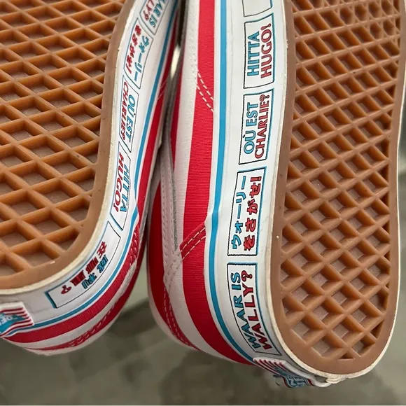 Vans &amp; Where’s Waldo Collab Sneakers, Red &amp; White in Size 7.5M