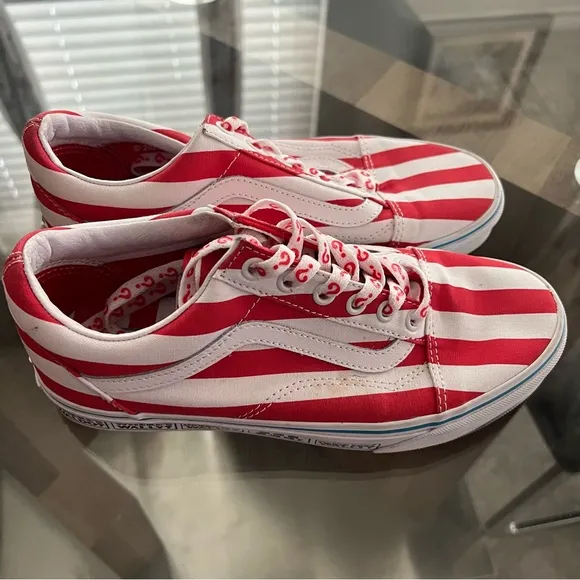 Vans &amp; Where’s Waldo Collab Sneakers, Red &amp; White in Size 7.5M