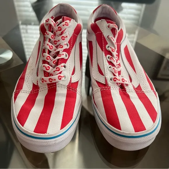Vans &amp; Where’s Waldo Collab Sneakers, Red &amp; White in Size 7.5M