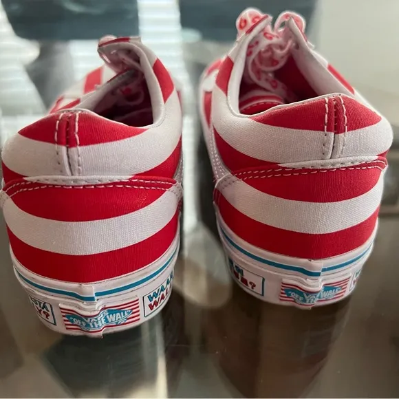 Vans &amp; Where’s Waldo Collab Sneakers, Red &amp; White in Size 7.5M