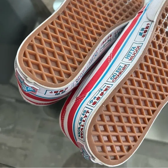Vans &amp; Where’s Waldo Collab Sneakers, Red &amp; White in Size 7.5M
