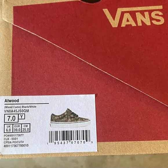 Vans Atwood Mixed Camo, 7Y, NIB