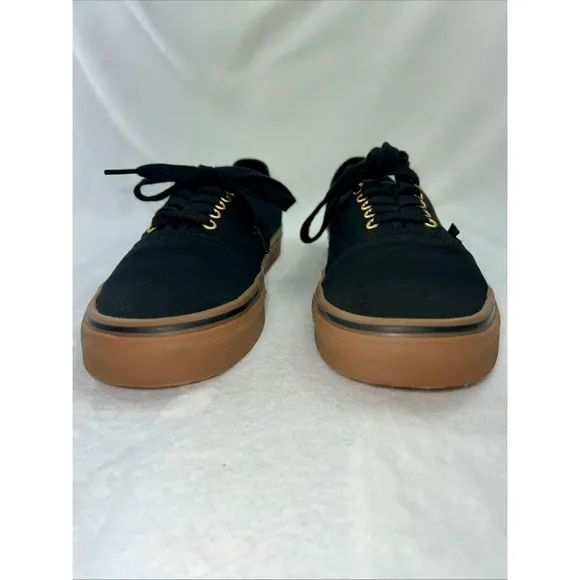 Vans Authentic Sneaker Low Skate Shoe Canvas Black Gum Gold Eyelets Men 11