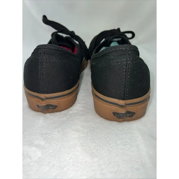 Vans Authentic Sneaker Low Skate Shoe Canvas Black Gum Gold Eyelets Men 11