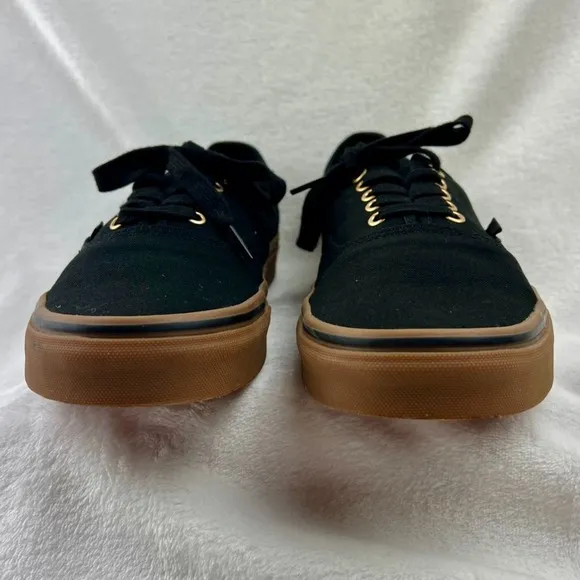 Vans Authentic Sneaker Low Skate Shoe Canvas Black Gum Gold Eyelets Men 11
