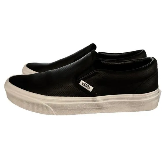 VANS CLASSIC SLIP-ON - Black Perforated Leather Women 8 Men 6.5