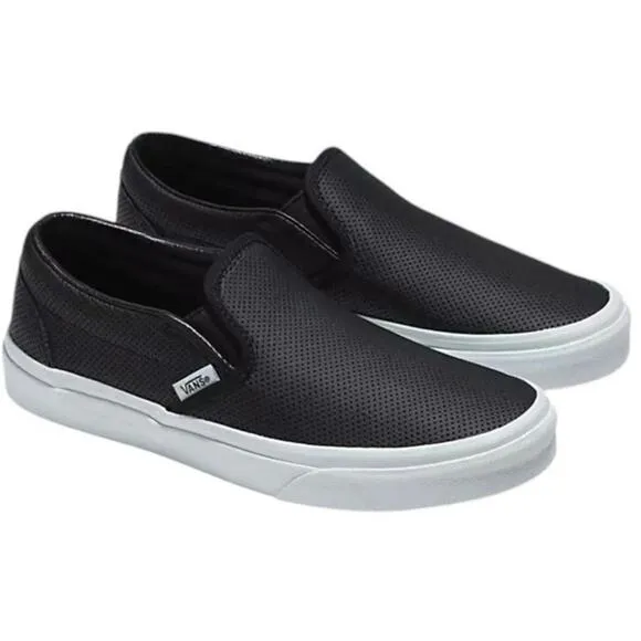 VANS CLASSIC SLIP-ON - Black Perforated Leather Women 8 Men 6.5