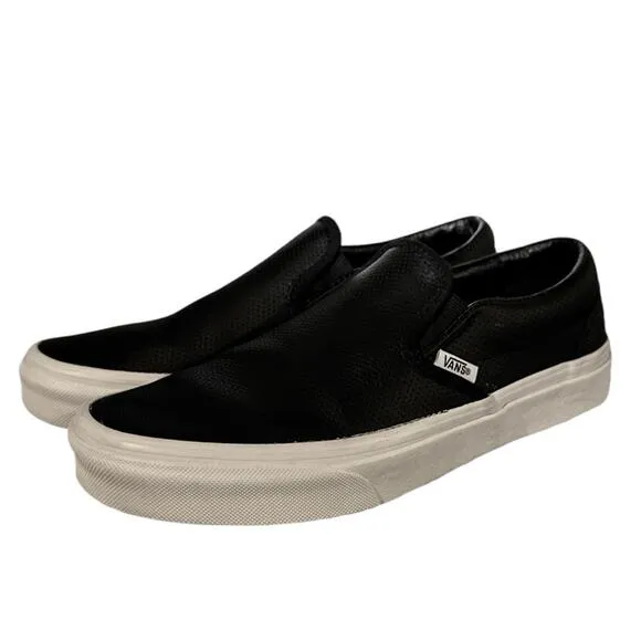 VANS CLASSIC SLIP-ON - Black Perforated Leather Women 8 Men 6.5
