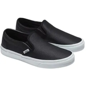 VANS CLASSIC SLIP-ON - Black Perforated Leather Women 8 Men 6.5