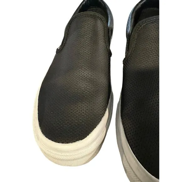 VANS CLASSIC SLIP-ON - Black Perforated Leather Women 8 Men 6.5