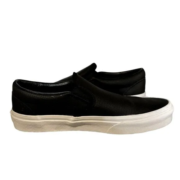 VANS CLASSIC SLIP-ON - Black Perforated Leather Women 8 Men 6.5