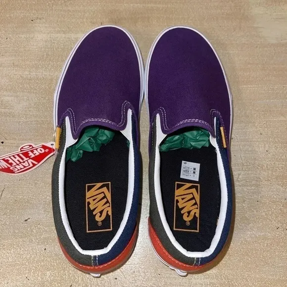VANS Classic Slip-On shoes. Mix and Match multicolored color-block design.
