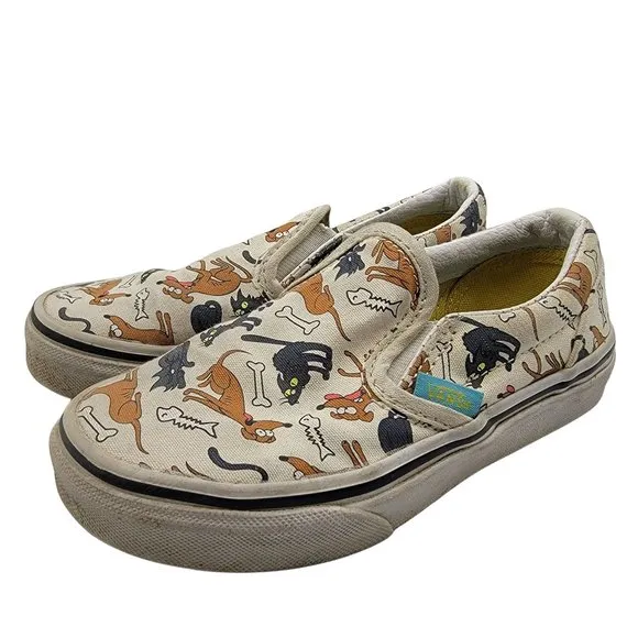 Vans Classic Slip-On The Simpsons Family Pets Cats &amp; Dogs Kids Size 12.5