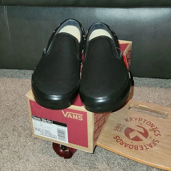 Vans Desert Embellish Shoes Black Classic Slip On Rare New Size M 10 W 11.5