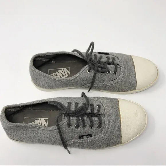 Vans Grey Flannel Rubber Toe Lace Up Sneakers Sz 8