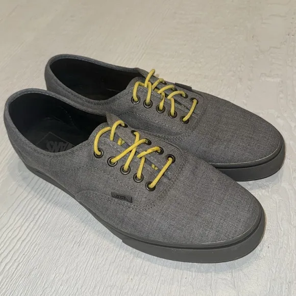 Vans Men's Gray Sneakers with Yellow Laces Size 11