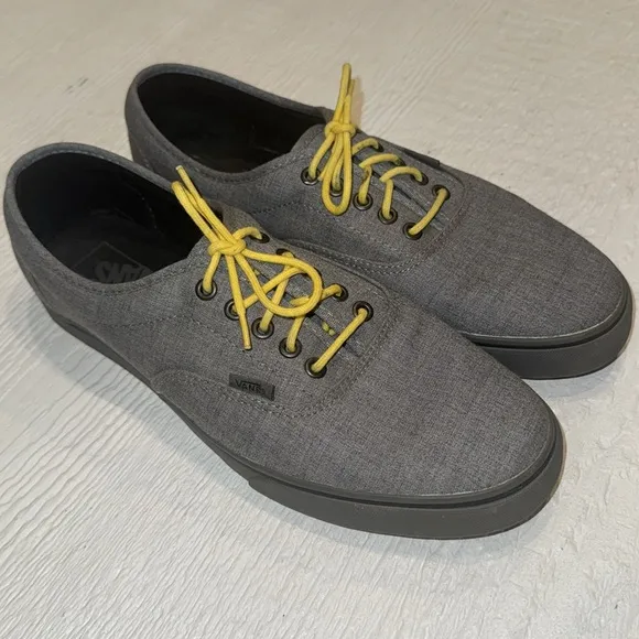 Vans Men's Gray Sneakers with Yellow Laces Size 11