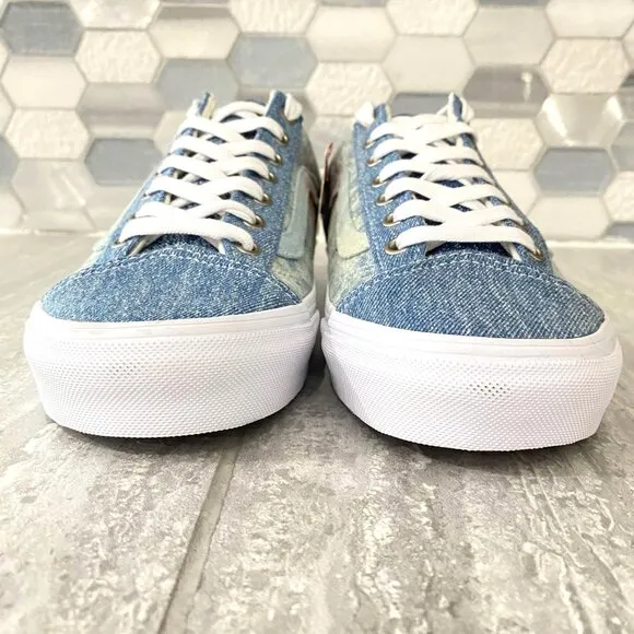 Vans Old Skool Denim Acid Wash Skater Low Top Shoes Sneakers Unisex M 8.5/W 10