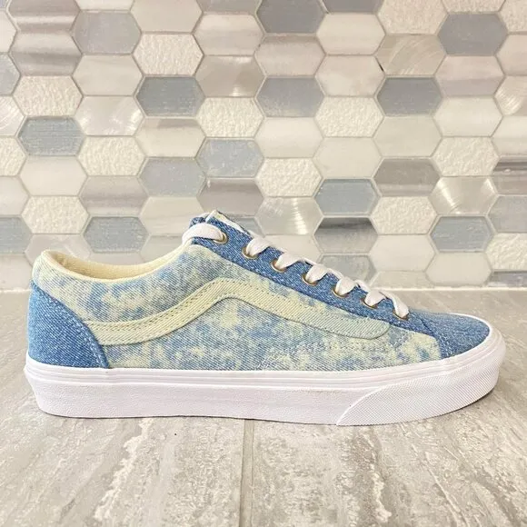 Vans Old Skool Denim Acid Wash Skater Low Top Shoes Sneakers Unisex M 8.5/W 10