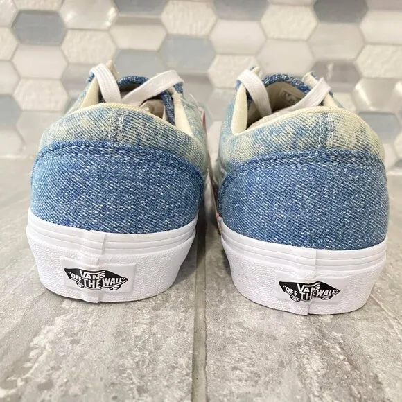 Vans Old Skool Denim Acid Wash Skater Low Top Shoes Sneakers Unisex M 8.5/W 10