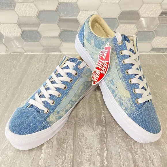 Vans Old Skool Denim Acid Wash Skater Low Top Shoes Sneakers Unisex M 8.5/W 10