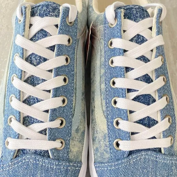 Vans Old Skool Denim Acid Wash Skater Low Top Shoes Sneakers Unisex M 8.5/W 10