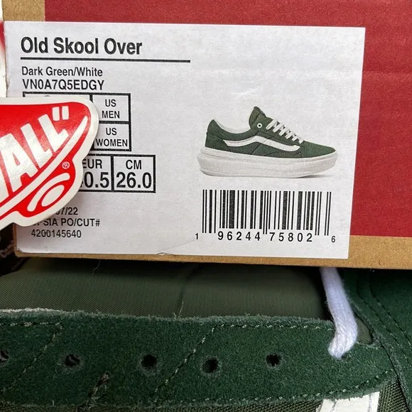 Vans Old Skool OverDark Green/WhiteVNOA7Q5EDGYWMNS sneakers - Platforms