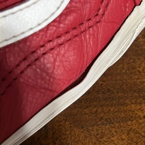🔥🔥 VANS OLD SKOOL Red Leather Sneakers - Side Zipper - Men Sz 12  - Good 🔥🔥
