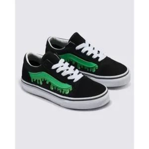 Vans Old Skool Sneakers Kids US 12 Black Green Slime Suede Skate Shoes KHD028