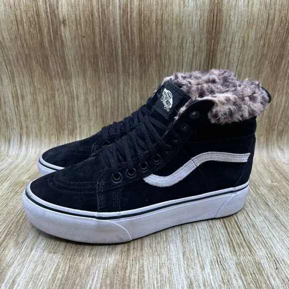 Vans Sk8-Hi Platform MTE Women's Size 8.5 All Weather Suede Black Sneakers Shoes