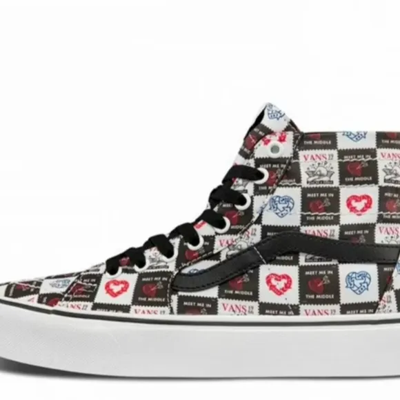 Vans SK8 Hi Tapered Love Letters Black/White  Classic Skate Shoes Women8.5 New