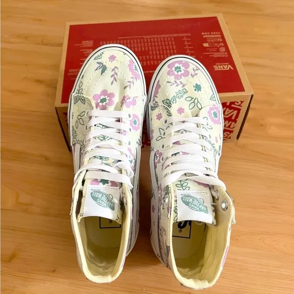 Vans SK8-Hi Top Tapered Stackform Pastel Floral Mint/True White Women 9.5 US