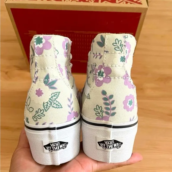 Vans SK8-Hi Top Tapered Stackform Pastel Floral Mint/True White Women 9.5 US