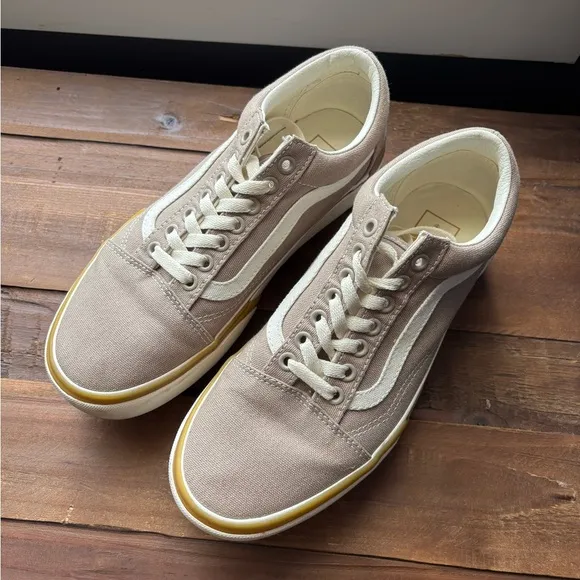 Vans Tan Platform Canvas Sneakers Size 9