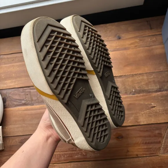 Vans Tan Platform Canvas Sneakers Size 9