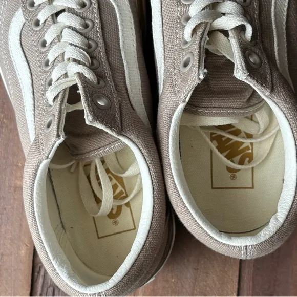 Vans Tan Platform Canvas Sneakers Size 9