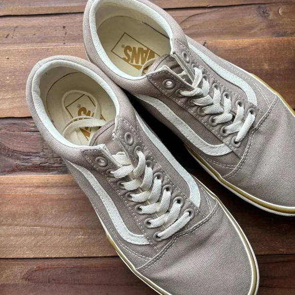 Vans Tan Platform Canvas Sneakers Size 9