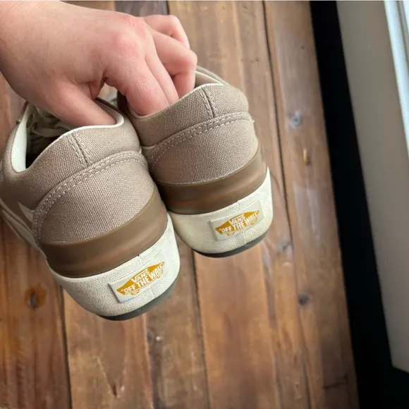 Vans Tan Platform Canvas Sneakers Size 9