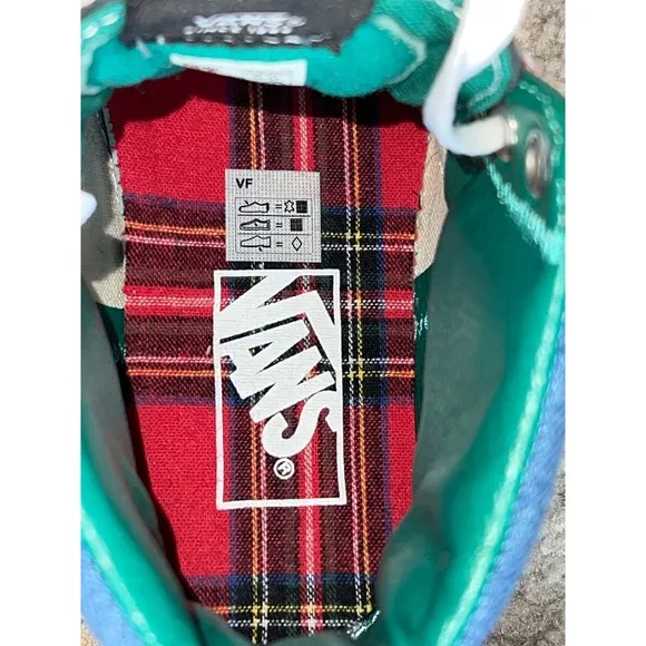 Vans Tartan Daze Sk8-Hi Studded Denim Plaid High Top Sneakers Women's 5 Shoes