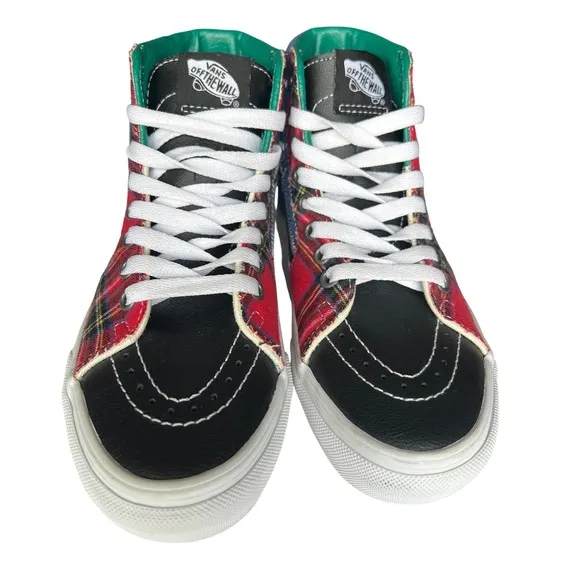 Vans Tartan Daze Sk8-Hi Studded Denim Plaid High Top Sneakers Women's 5 Shoes