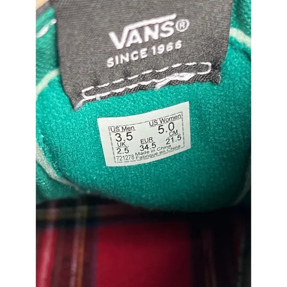 Vans Tartan Daze Sk8-Hi Studded Denim Plaid High Top Sneakers Women's 5 Shoes