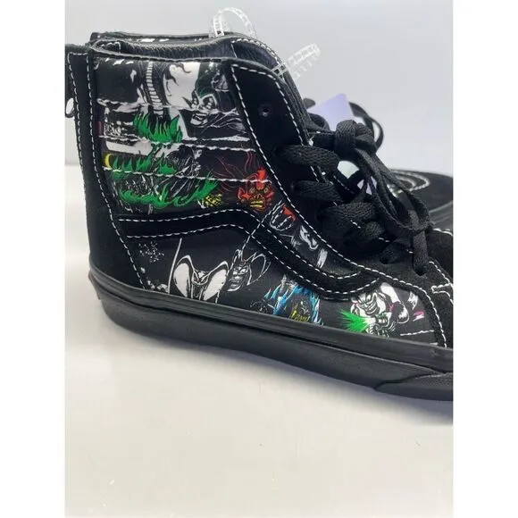 Vans X Disney 100 Year Villains Sk8-Hi Top Zip Shoes Sneakers Size 2.5 Kids