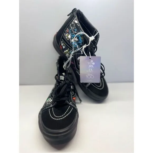 Vans X Disney 100 Year Villains Sk8-Hi Top Zip Shoes Sneakers Size 2.5 Kids