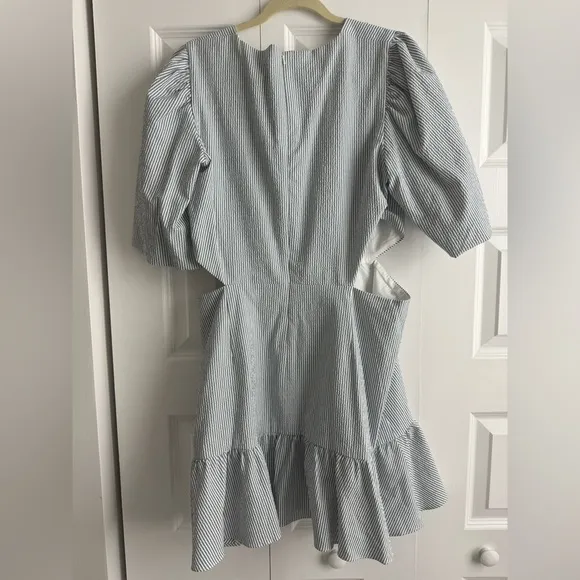 Veronica Beard Iker side cut out Puff Sleeve Dress