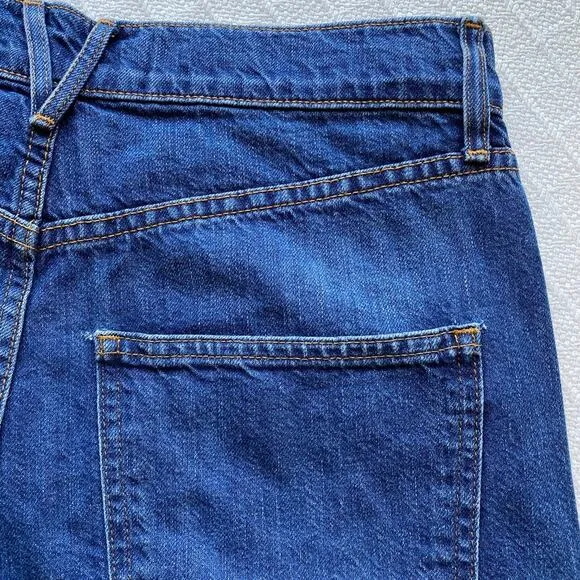 Veronica Beard Jeans Taylor Relaxed Wide Leg High Rise Cropped Bright Blue Wash