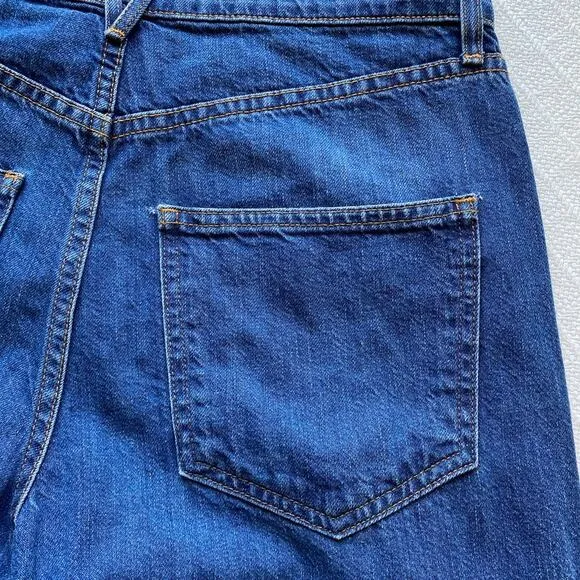 Veronica Beard Jeans Taylor Relaxed Wide Leg High Rise Cropped Bright Blue Wash
