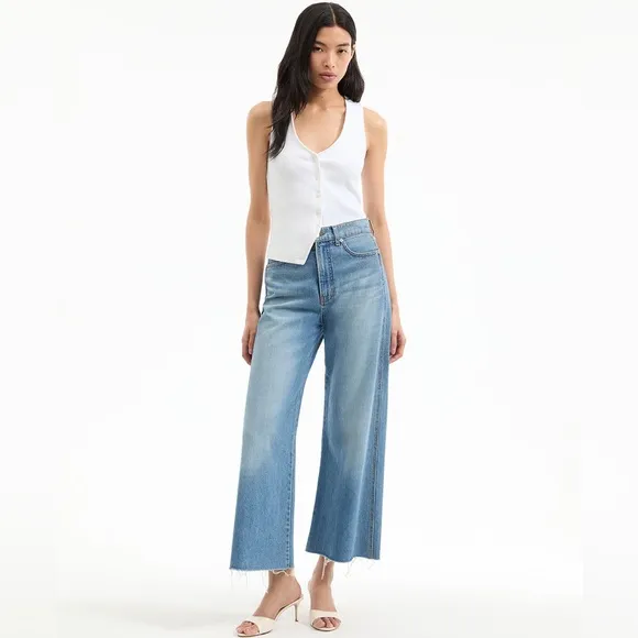 Veronica Beard Taylor Cropped High Rise Wide Leg in Enough Said NEW
