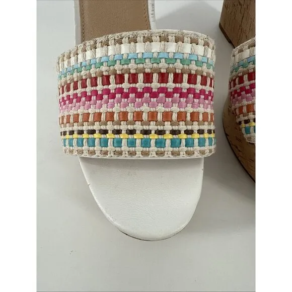 Veronica Beard Women's Size 10 White Dali Woven Wedge Sandals Shoes