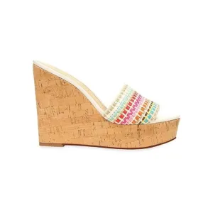 Veronica Beard Women's Size 10 White Dali Woven Wedge Sandals Shoes