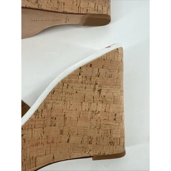Veronica Beard Women's Size 10 White Dali Woven Wedge Sandals Shoes